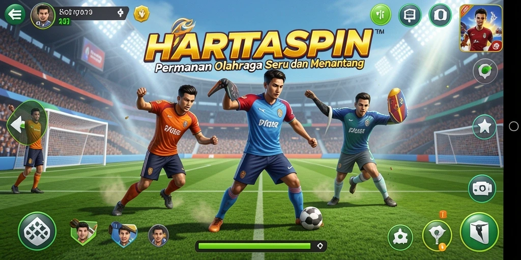 Tampilan action seru dalam gameplay HARTASPIN yang menggugah semangat olahraga.
