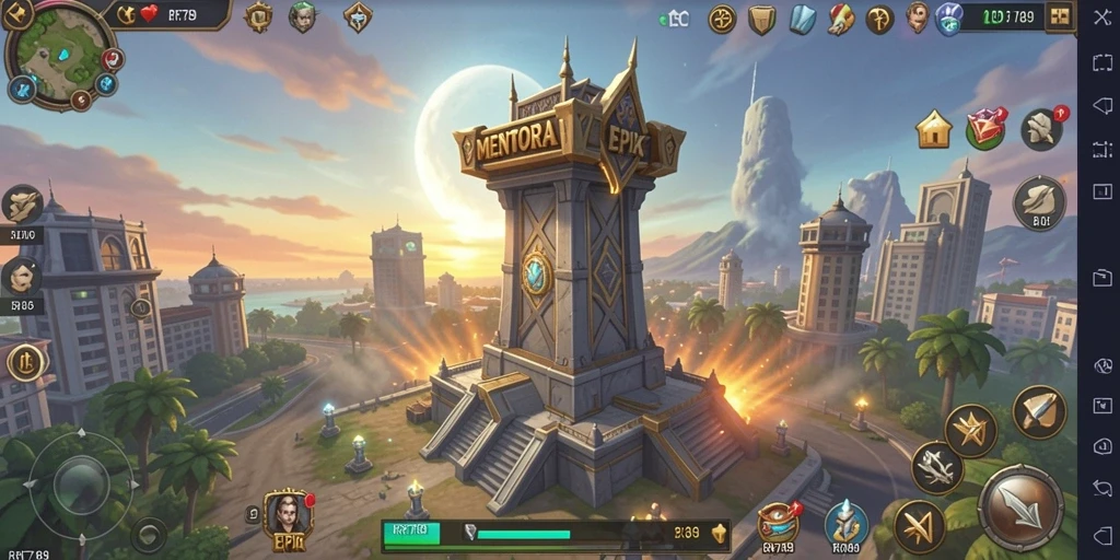Screenshot gameplay menawan dari RR789 menampilkan aksi Tower Defense yang intens.