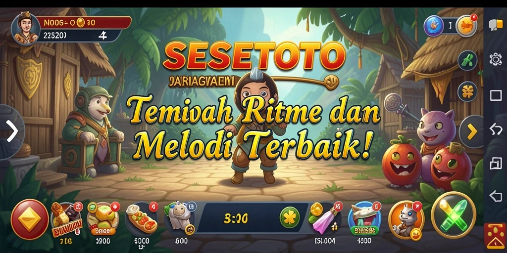Screenshot dari SESETOTO menampilkan gameplay menarik dengan berbagai pilihan lagu.