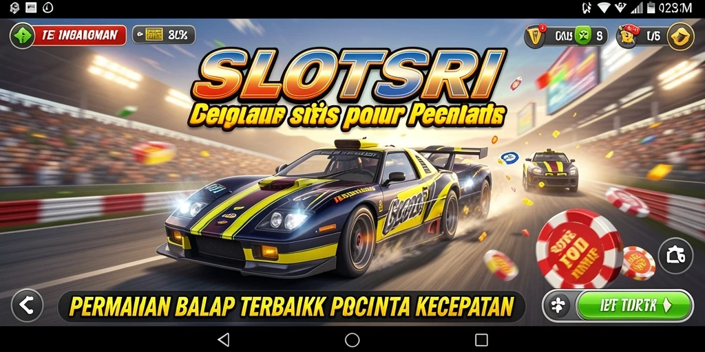 Gameplay SLOTSRI yang menarik dengan mobil balap yang cepat.
