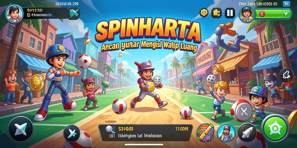Tampilan gameplay SPINHARTA yang seru dan penuh warna.