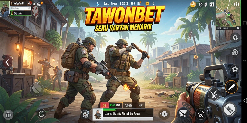 Screenshot gameplay TAWONBET yang penuh aksi dan strategi Battle Royale.