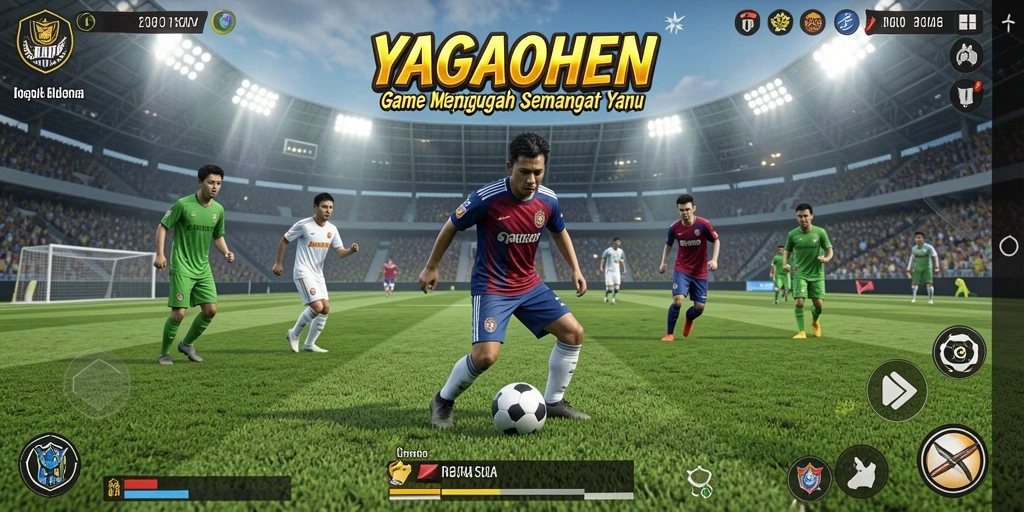 Screenshot YAGAOHEN menampilkan pertandingan sepak bola yang mendebarkan.